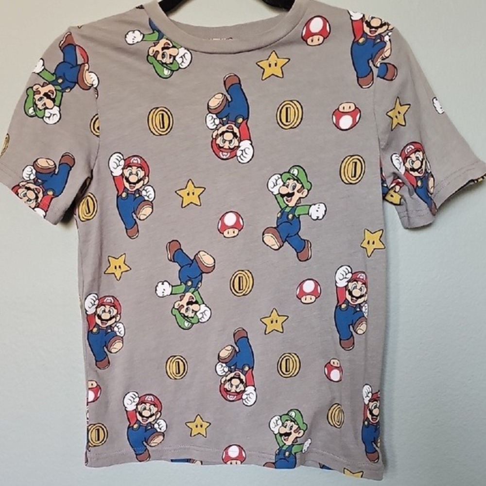 Super Mario Bros Gray Short Sleeve Graphic Tee Medium